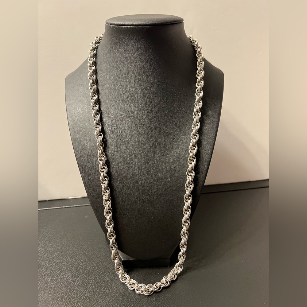 Silver  Tone Rope Chain Necklace Statement Chain
